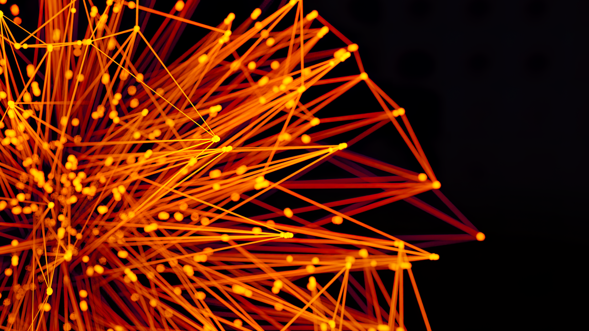 Abstract orange network of connected nodes and lines representing internal linking and site structure