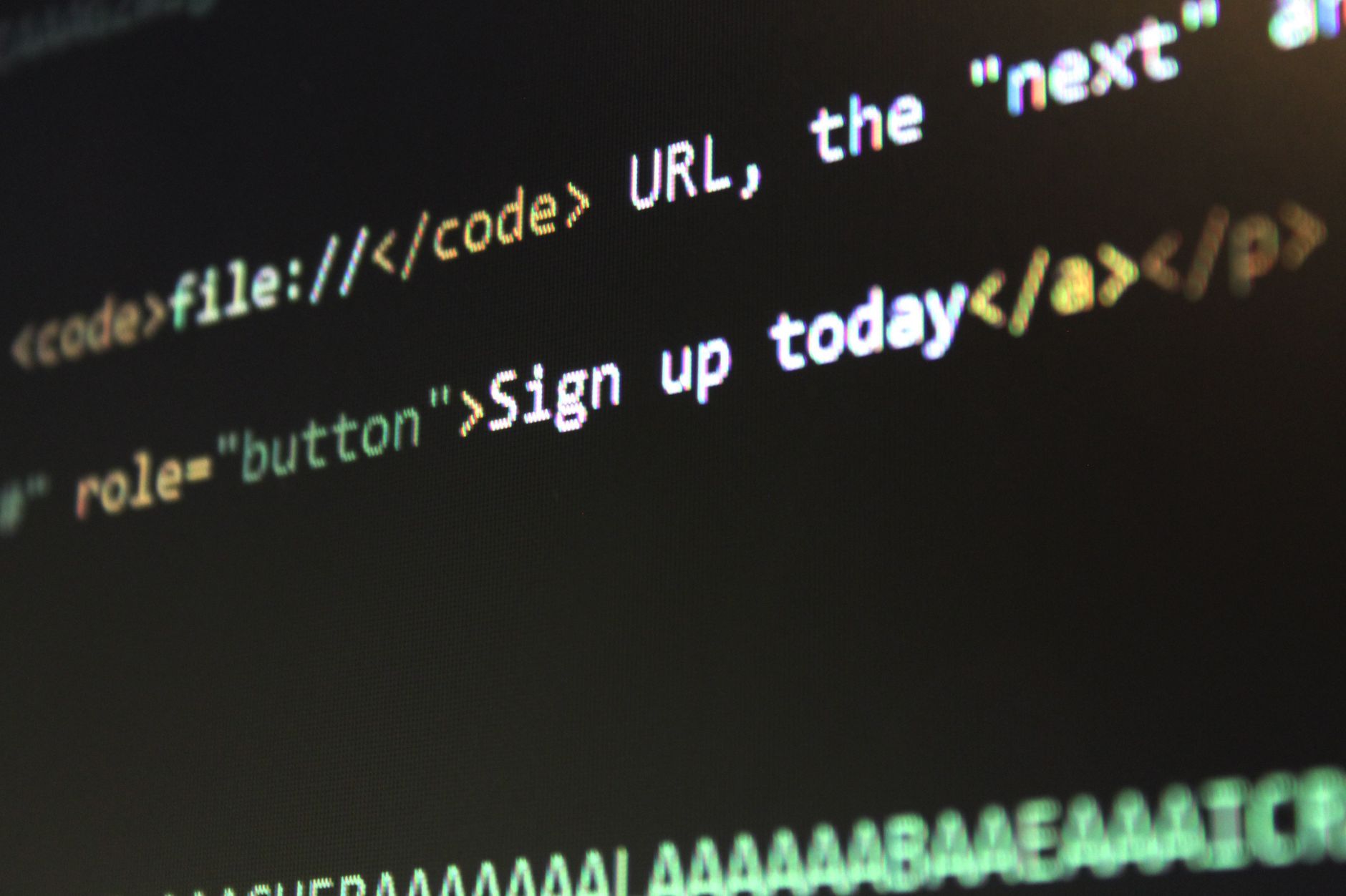 HTML code on screen showing URL structure and anchor links for SEO canonicals