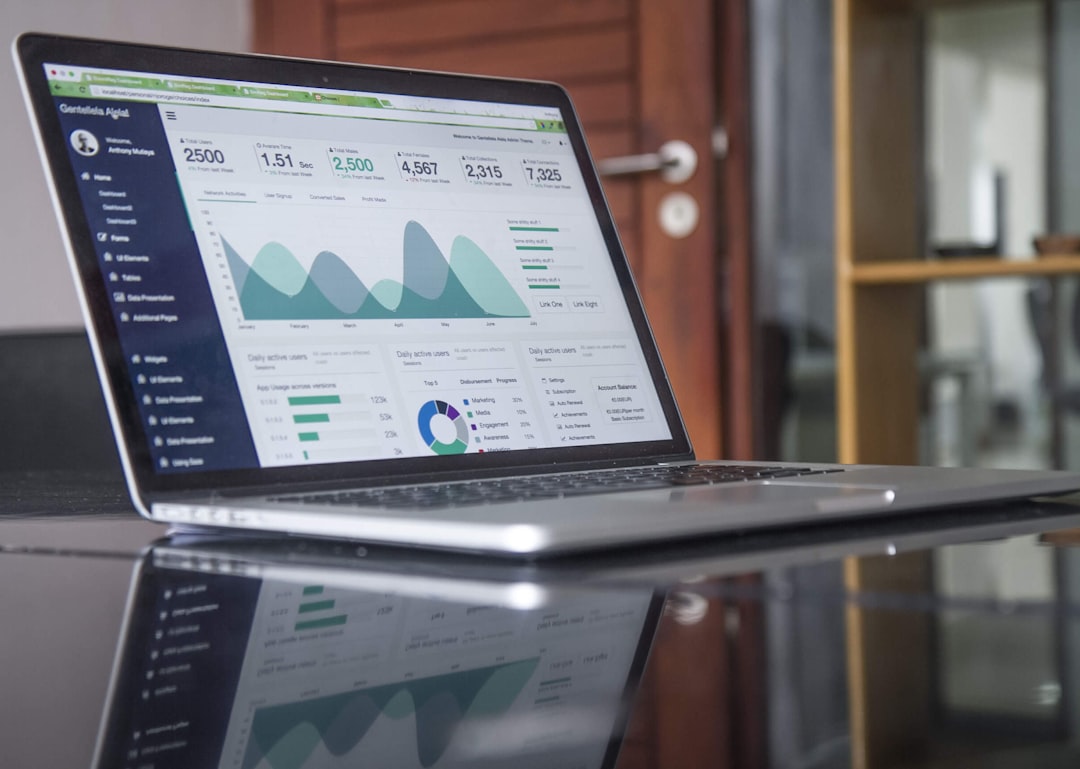 Analytics dashboard on a laptop screen used for SEO auditing and crawl analysis